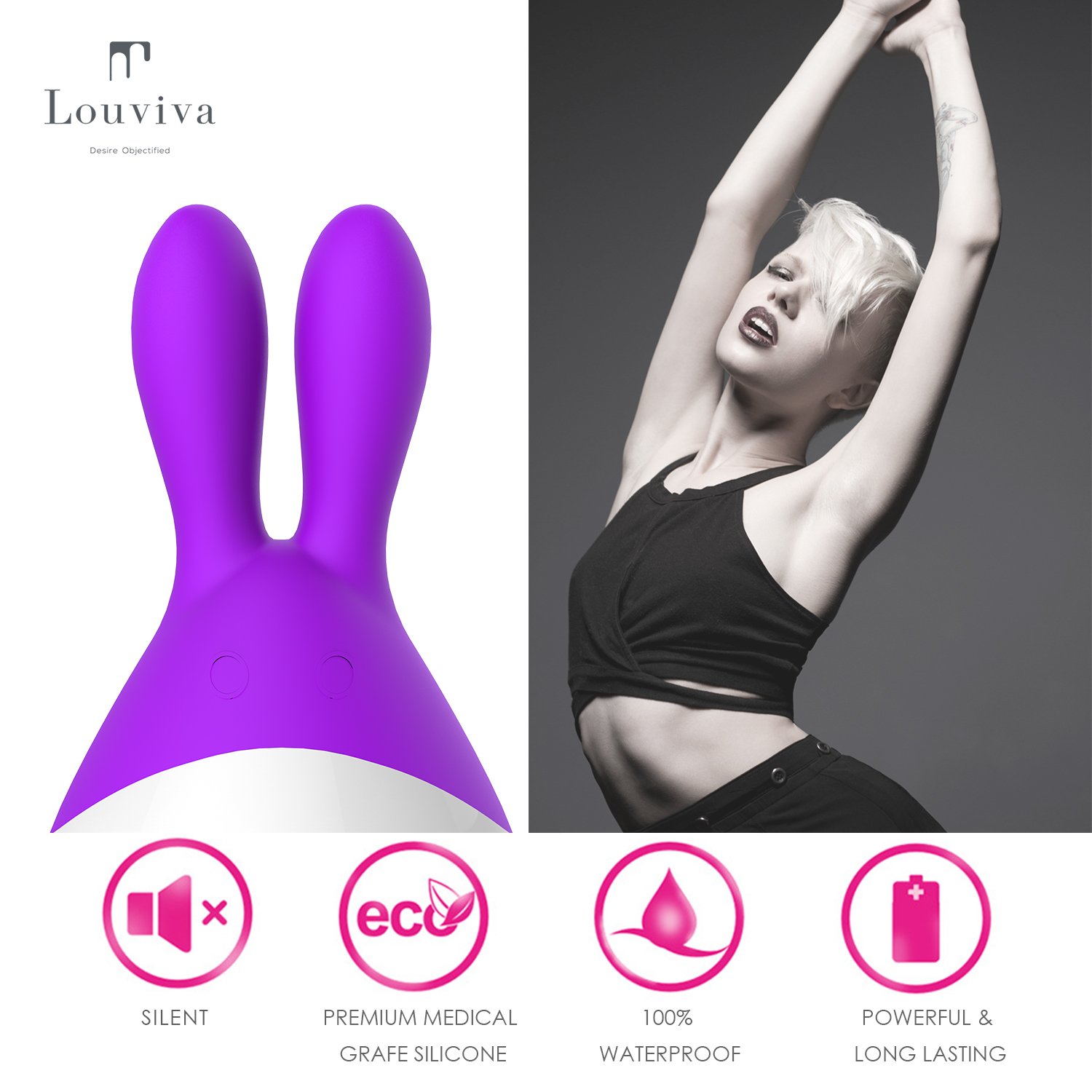Louviva Vibrador Sexual Nombrado Dudu Consolador de Sensación Perfecta y Diseño de Moda Carga Fácil y Rápida (Púrpura)