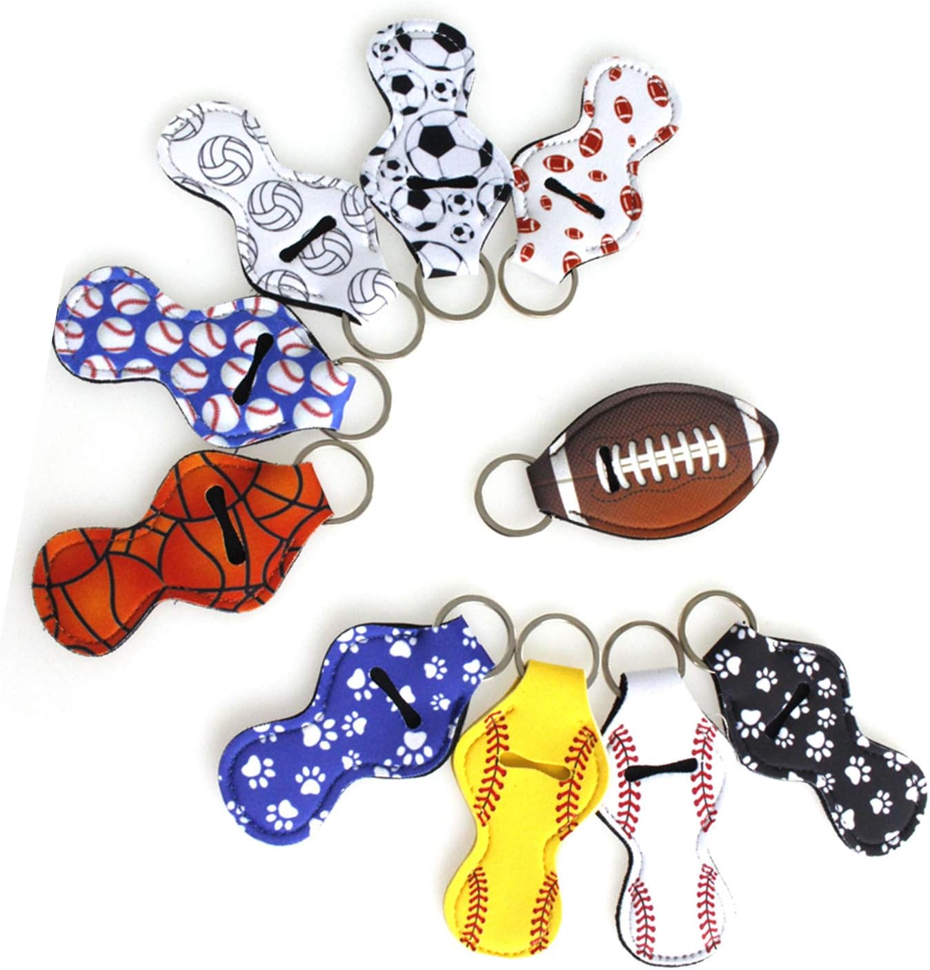 Lipstick Holder Keychain Chapstick Key Chain Holder, Lip Blam Keychain Sport Series Lipstick Holders(10 Pack)