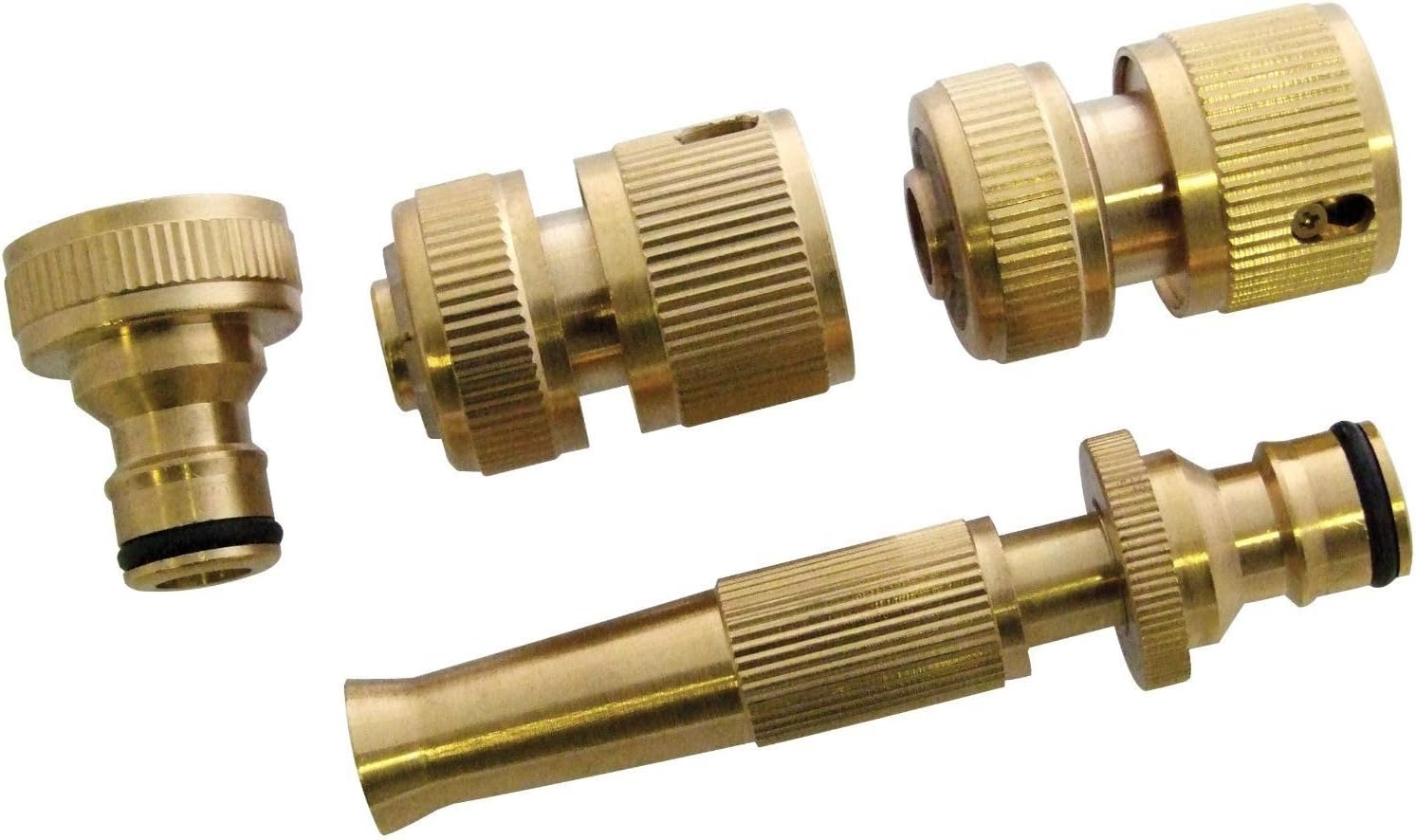 Tech Traders ® 4 Pcs Brass Hose Pipe Fitting Set/Garden Tap Hosepipe Quick Connectors & Spray Nozzle, 18 cm x 3.5 cm x 10 cm - Image 3