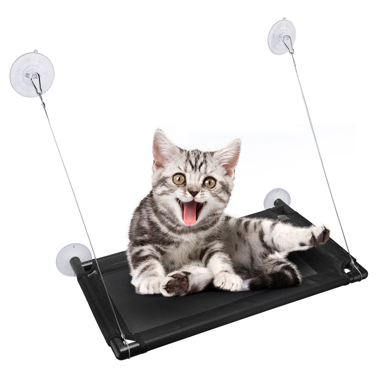 isYoung Cat Window Perch, Mounted Cat Sunshine seat Pet Hammock Kitty Bed Perch Cushion with 4 Ultra Heavy Duty Suction Cups Cat Bed Holds Up To 60lbs