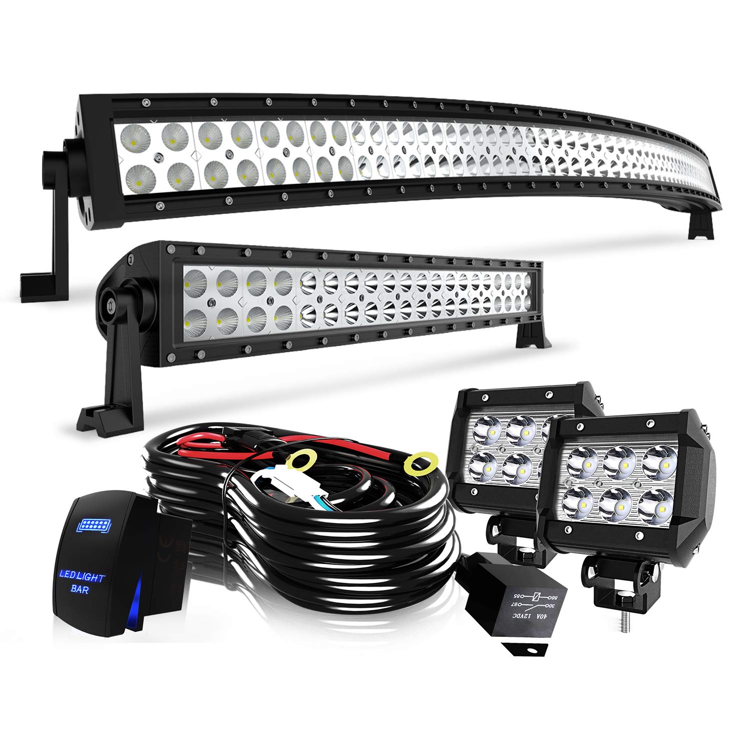 32 LED Light Bar Curved TFormer Triple Row 441W Flood Spot Combo Beam