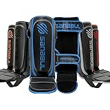 Sanabul Essential Kickboxing Shin Guards with Hook & Loop Straps Shin Pads for MMA Muay Thai and Martial Arts
