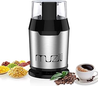 Muzili Elektrische Kaffeemühle, Kaffeemühle Kaffeebohnen Nüsse Gewürze Getreide Mühle, 60 dB Geräuscharm,50ml Fassungsvermögen, mit Reinigungsbürste