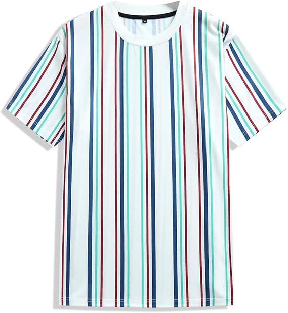Amazon Co Jp メンズ 縦縞 半袖 トップス 縦ストライプｔシャツ カラーブロック ファッション 夏服 快適 通気性 白い 服 ファッション小物