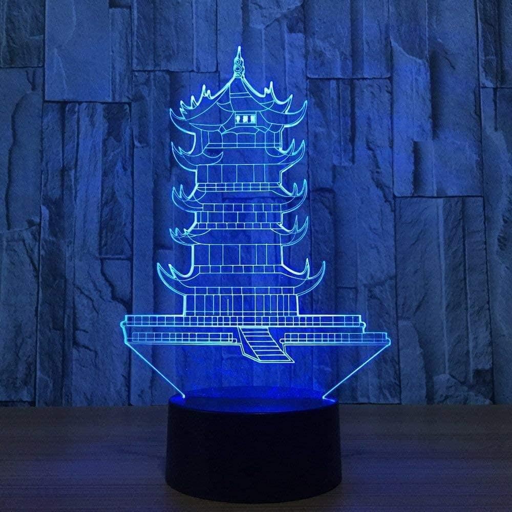 Luz de noche pequeña 3D modelo de torre LED lámpara de mesa
