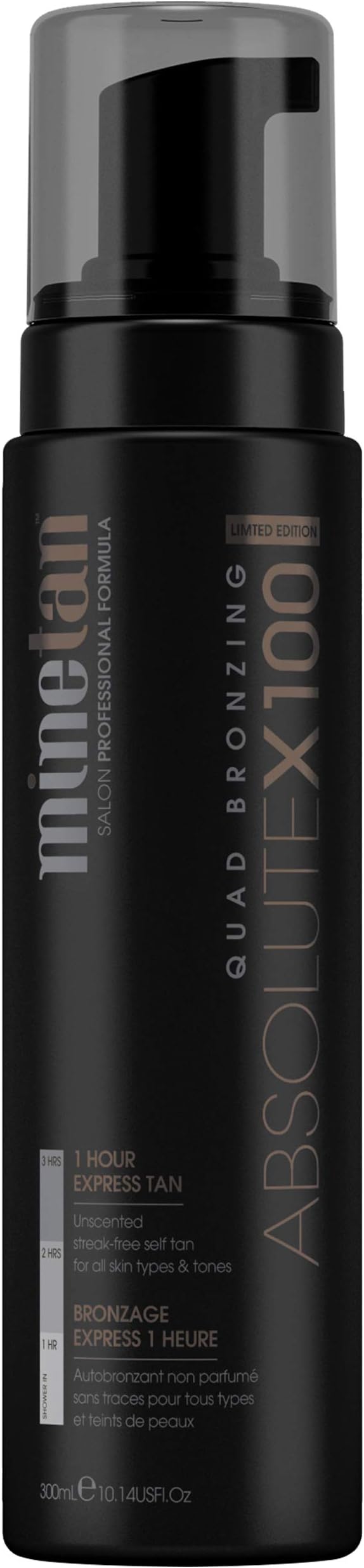 MineTan Absolute X100 Self Tan Foam - Darkest Ultra Dark Self Tanner Mousse With X100 Quad Bronzes, 1 Hour Tan, 6.7 fl oz