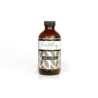 Earthley Wellness Cod Liver Oil, Pure, Virgin Norwegian Cod Liver Oil, Natural Source of Vitamins A and D, Omega 3 Fatty Acids, Supports Immune, Brain, and Gut Health 8oz, Cod Liver Oil