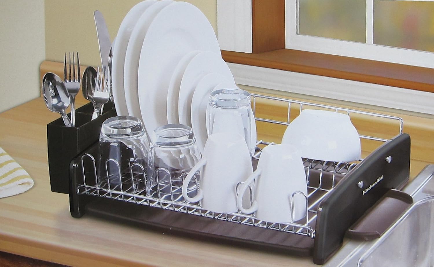 Kitchenaid 3 Piece Dish Drying Rack Black Amazon Co Uk Home Kitchen