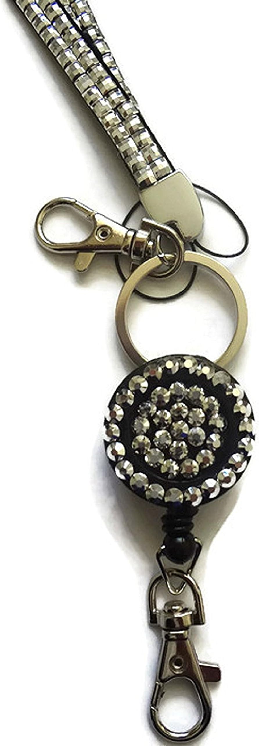Infinity Bling Diamante gems Rhinestone Retractable Reel id Badge Holder Strap Lanyard (Silver) UK Supplier SAMEDAY Dispatch Before 2PM