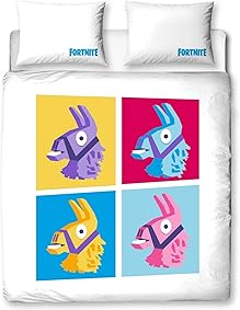 Fortnite - Funda de edredón Reversible, de Dos Caras, con diseño de Llama Doble, Producto Oficial, con Funda de Almohada a Juego, Multicolor 