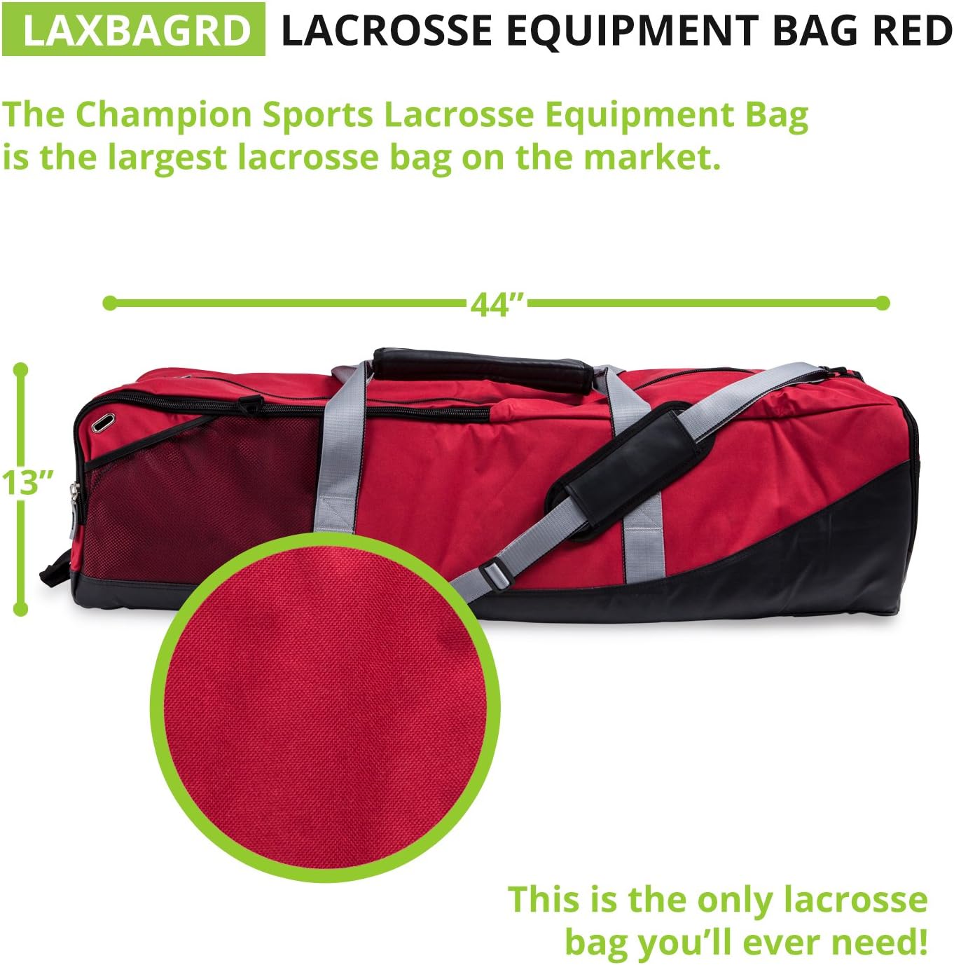 Champion Sports Lacrosse Equipment Bag: Duffel Sports Bag for Mens & Womens, Girls & Boys Gear - Black : Sports & Outdoors