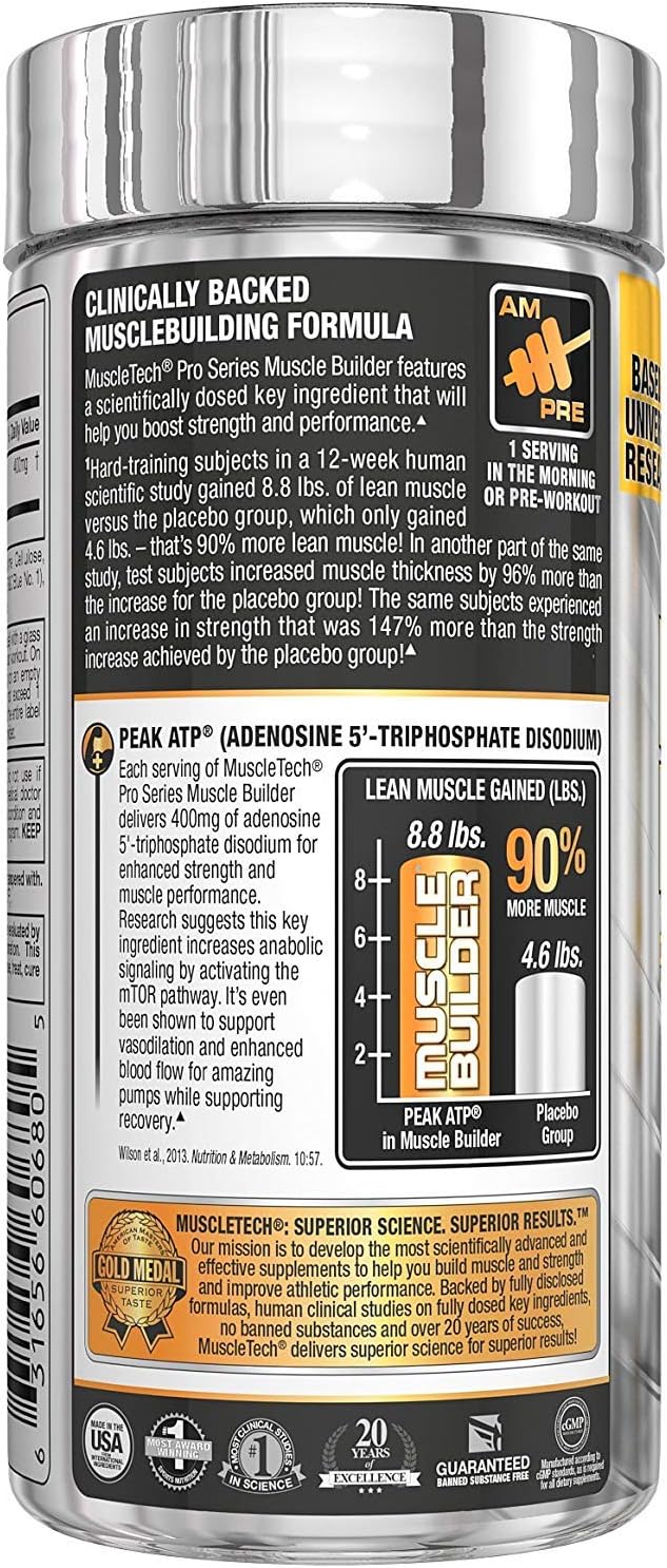 MuscleTech Muscle Builder Supplement with Peak ATP, Improved Muscle Building & Performance, 30 Servings (30 Capsules): Health & Personal Care