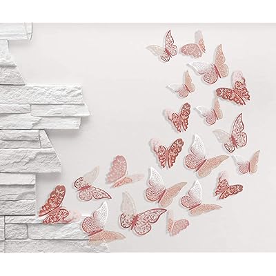 Buy 3d Butterfly Wall Stickers 48 Pcs Rose Gold Diy Butterflies Wall Decor Set Removable Metallic Paper Butterfly Stickers For Wedding Party Room Kids Bedroom Butterfly Decorations Online In Greece B08j796sz7