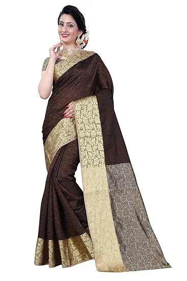 Buy Saree For Women Party Wear Latest Designer Brown Banarasi