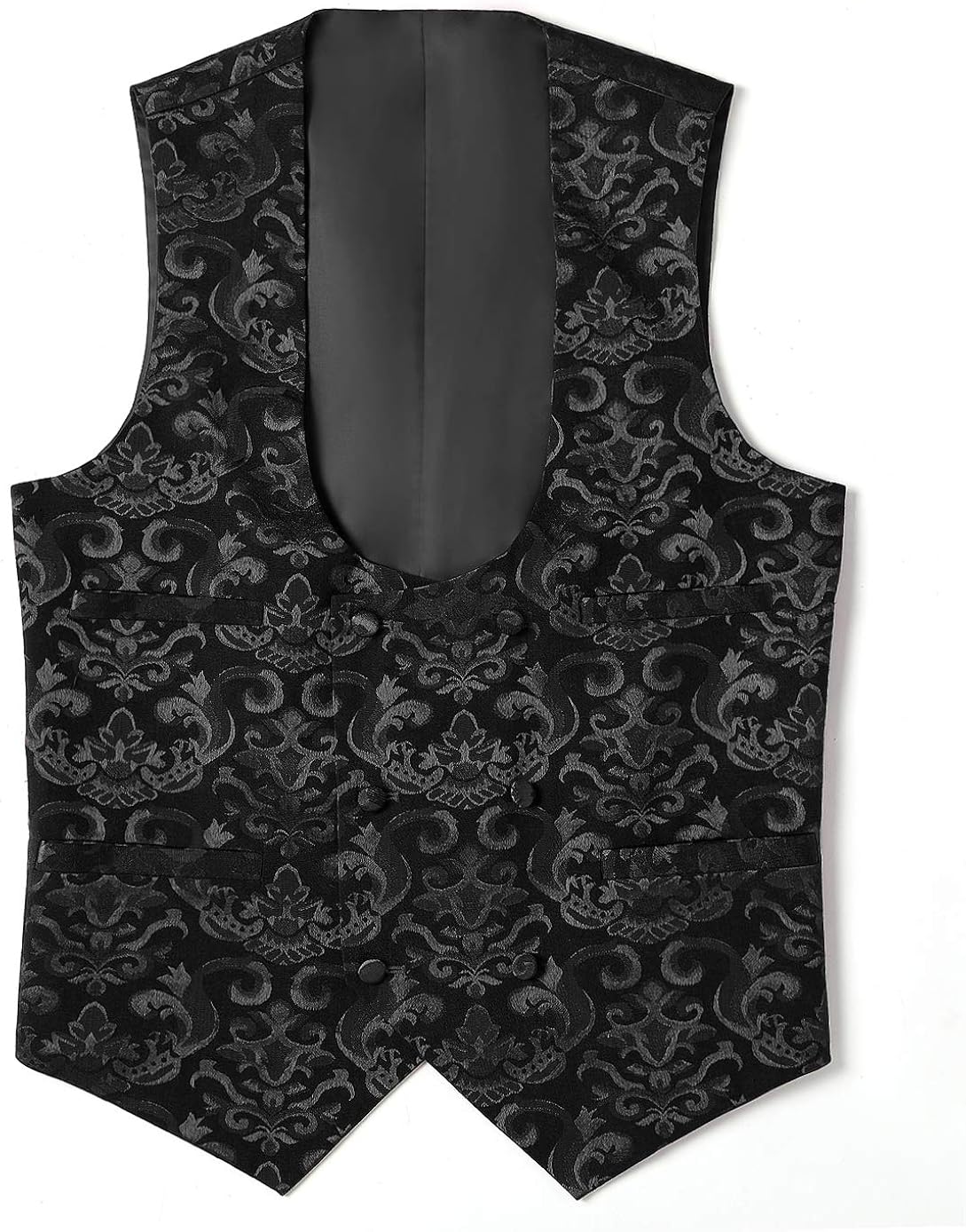 Ceehuteey Mens Floral Vest Fashion Patterned U Neck Wedding Waistcoat Slim Fit for Groomsmen