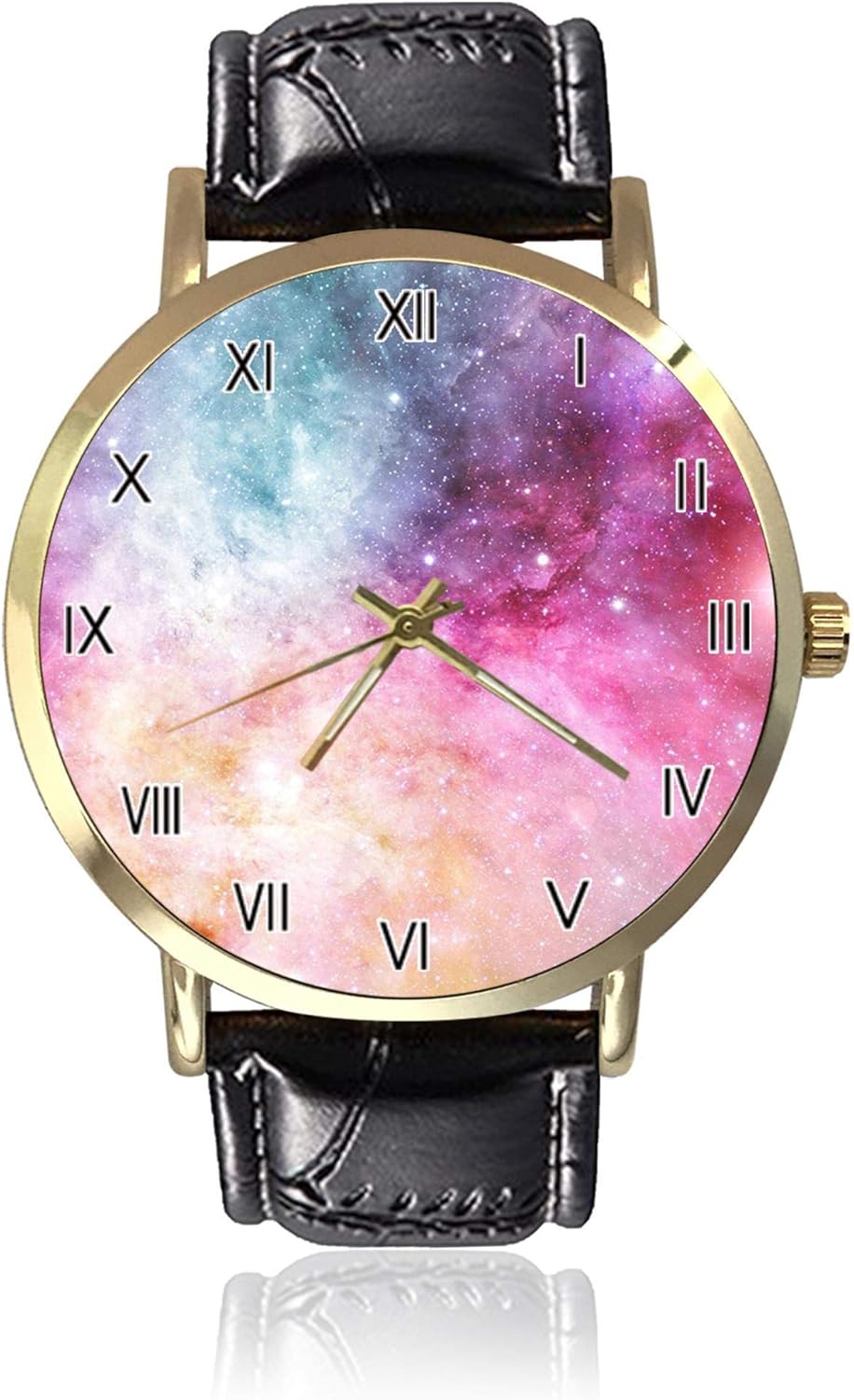 Générique Montre en Cuir Romain Chiffres Faux Montre à Quartz analogique pour Femme Montre Fille 6 Ans Chat (A, One Size