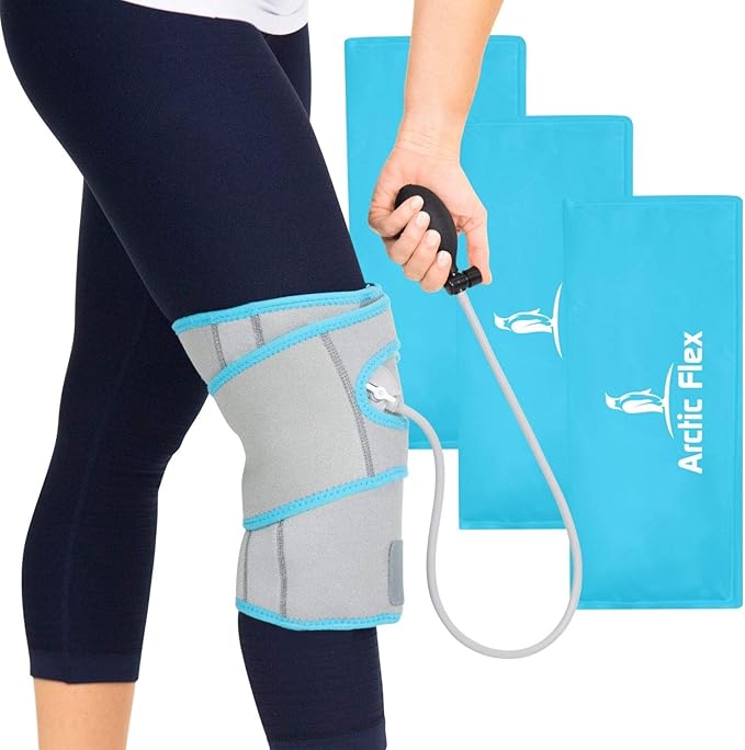 Vive Compression Knee Ice Wrap Reusable Brace with Air Pump Hot