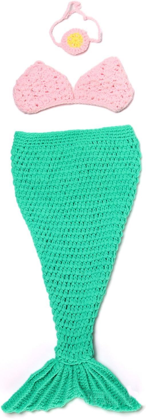 Mrotrida Newborn Baby Costume Mermaid Tail Headband Bra Knitting Photography Props
