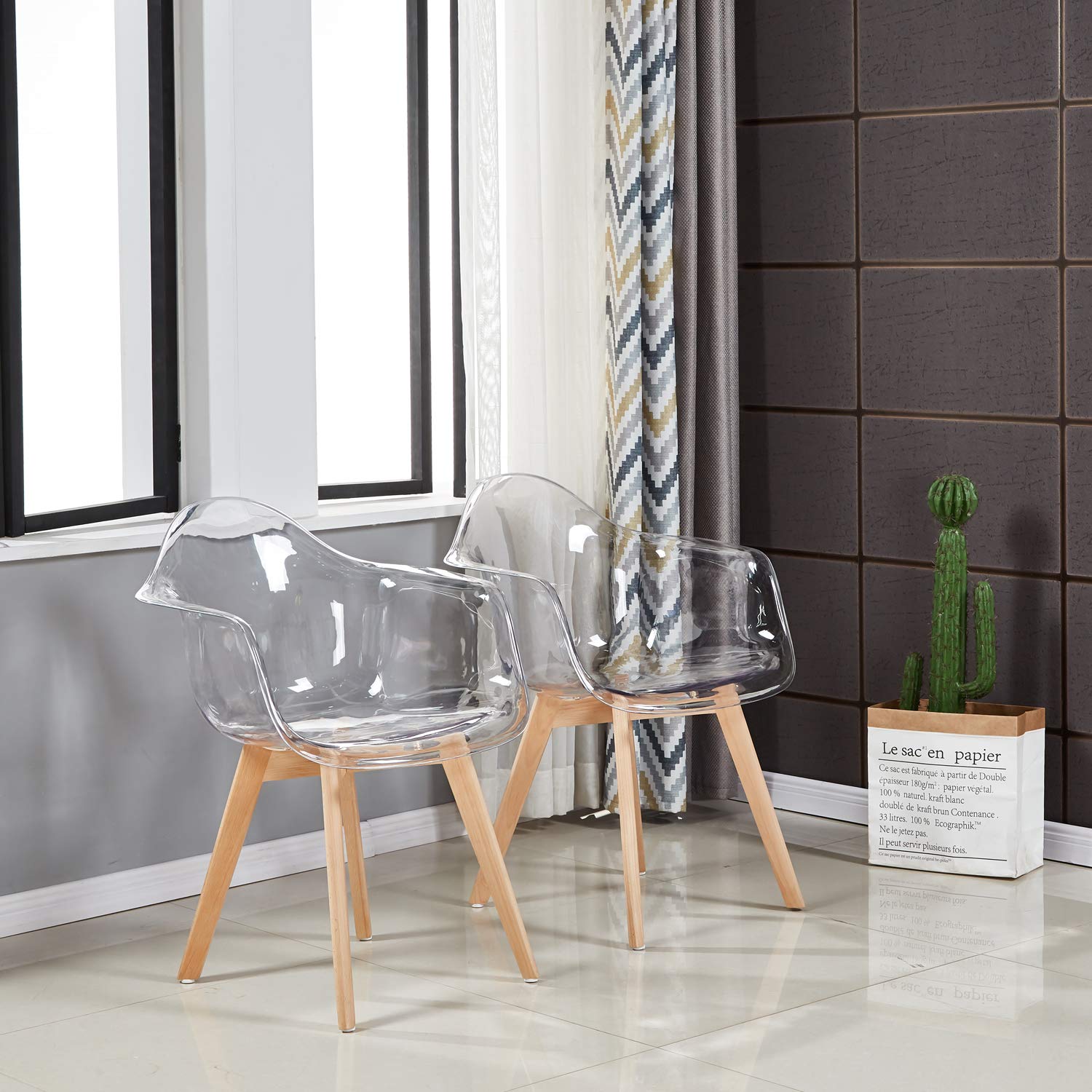 2er Set Transparent Stühle Skandinavisch Esszimmerstuhl Sessel Modern