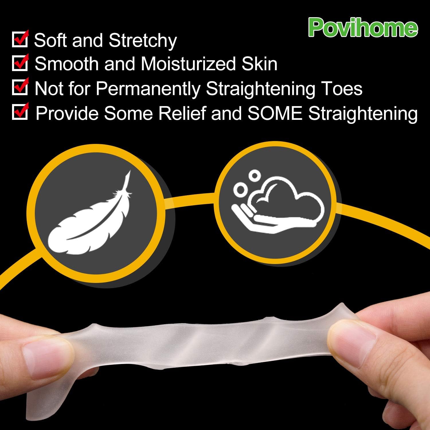 Povihome 10 Pack Pinky Toe Separator and Protectors, Triple Gel Toe Separators for Overlapping Toe, Curled Pinky Toes Separate and Protect: Health & Personal Care