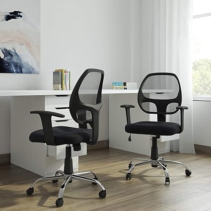 DZYN Furnitures Mesh Revolving Office Chair in Black (Set of 02 Pcs.)