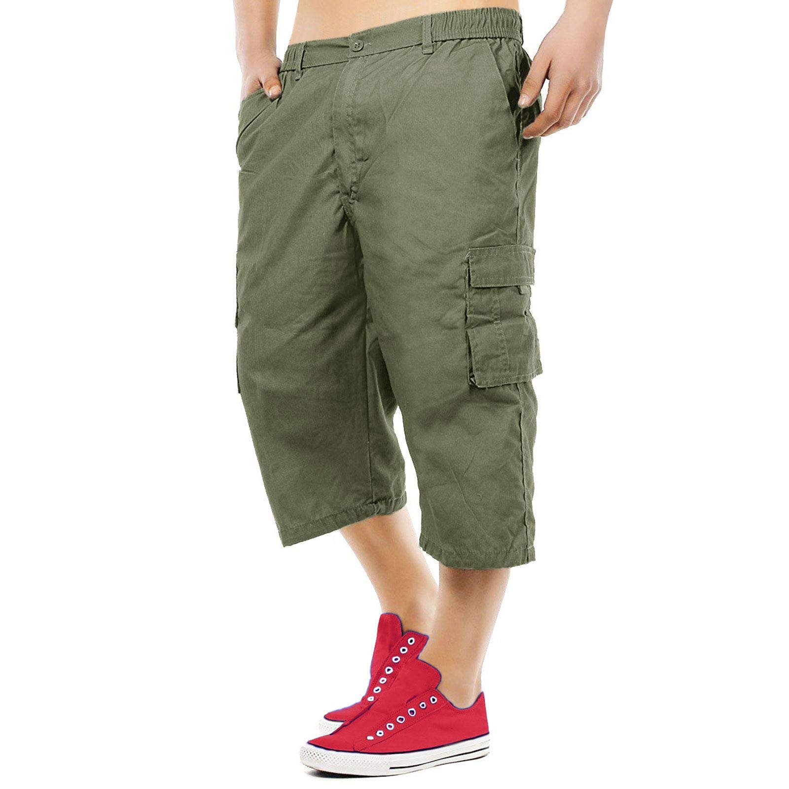 men's knee length shorts elasticated waist