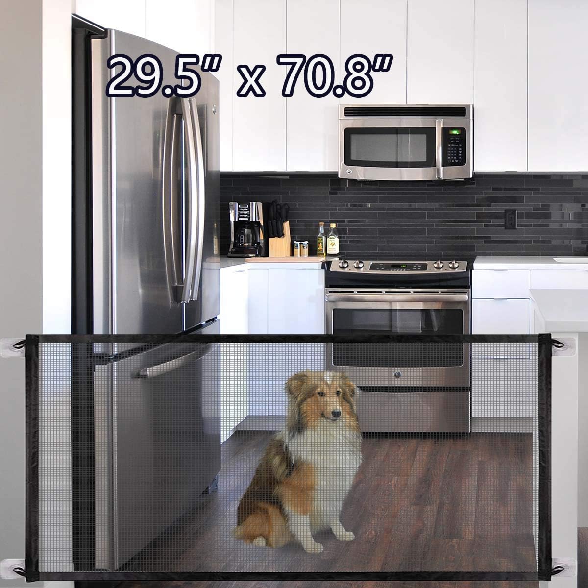 Gitech Pet Safety Gate for Dog, Portable Folding Mesh Magic Gate, Safe Guard Install Anywhere 71" x 30" (Large)