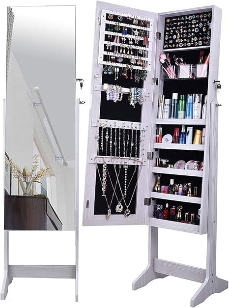 LLGHT Armario de Joyería con Espejo Organizador de Joyas, Gabinete de