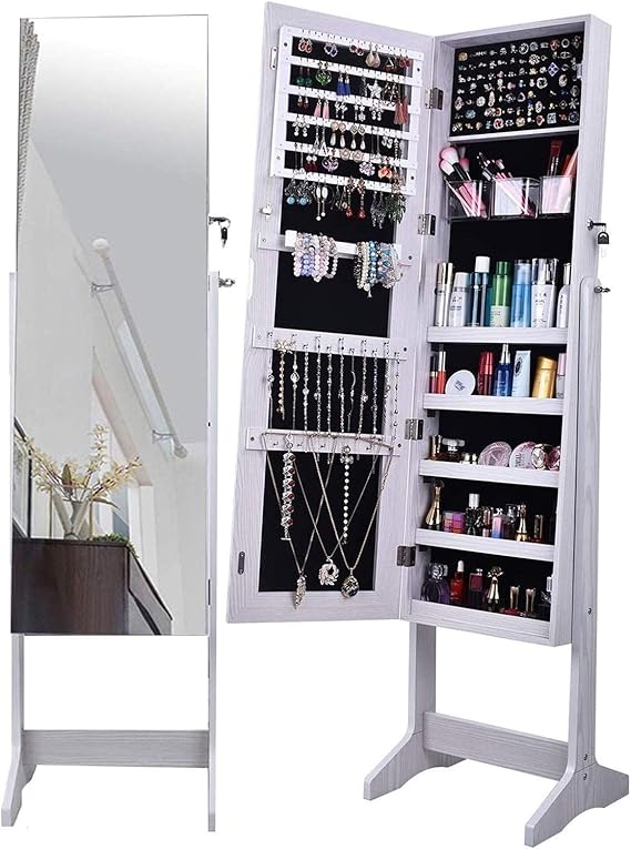 LLGHT Armario de Joyería con Espejo Organizador de Joyas, Gabinete de