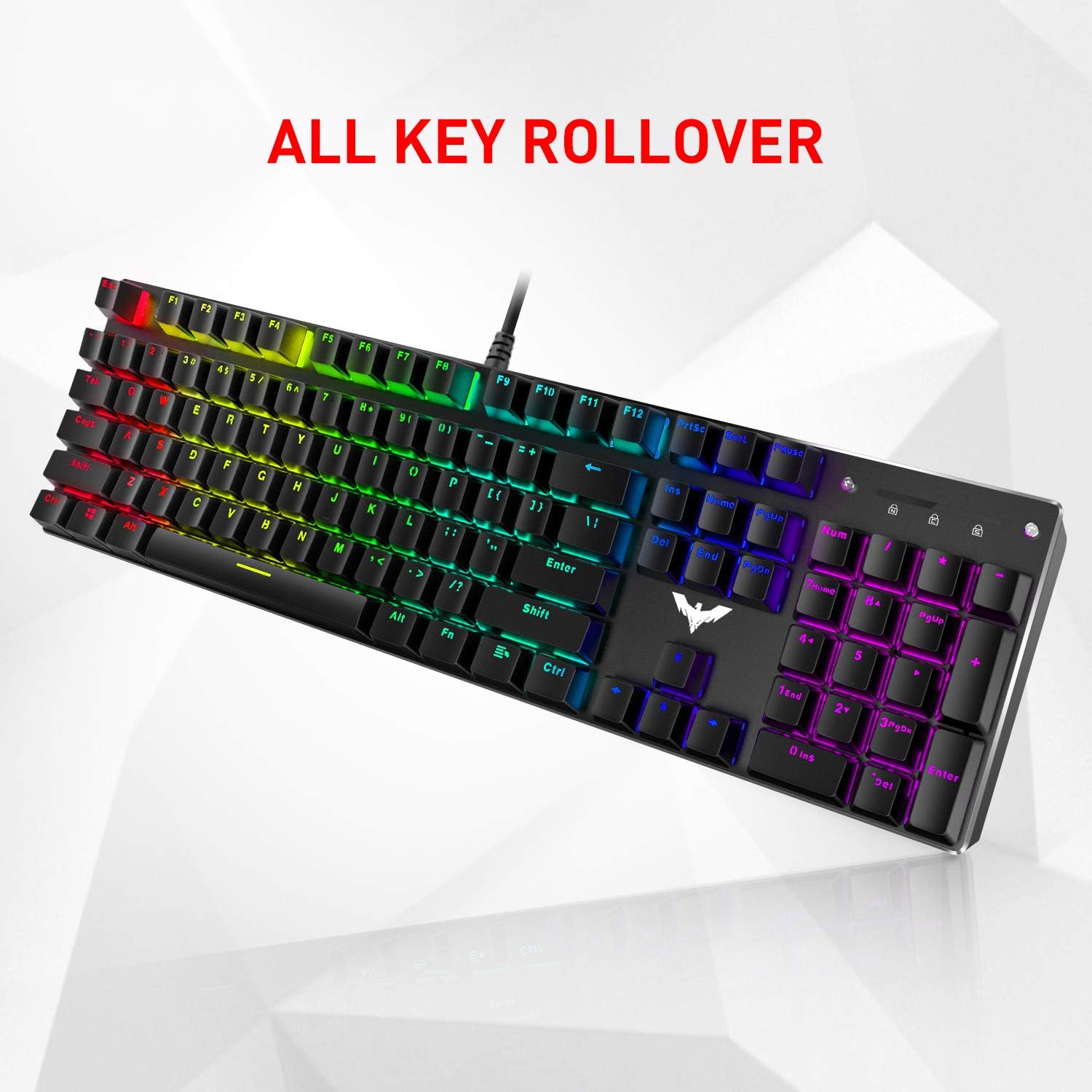 Havit Mechanical Gaming Keyboard and Mouse Combo Blue Switch 104 Keys Rainbow Backlit Keyboards, 4800 Dots Per Inch 7 Button Mouse Wired for PC Gamer Computer Laptop: Computers & Accessories