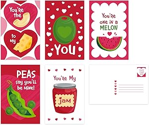 Valentine Food Pun Postcards / 25 Post Card Pack 4