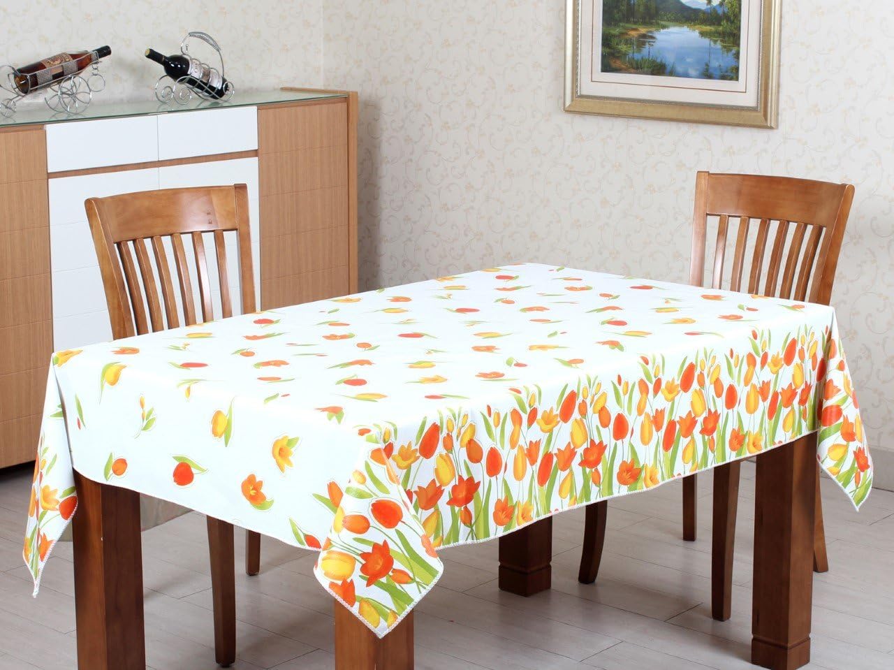 Vinyl Tablecloth Plastic Tablecloth Indoor Outdoor Tablecloth Tulip 54" x 72"
