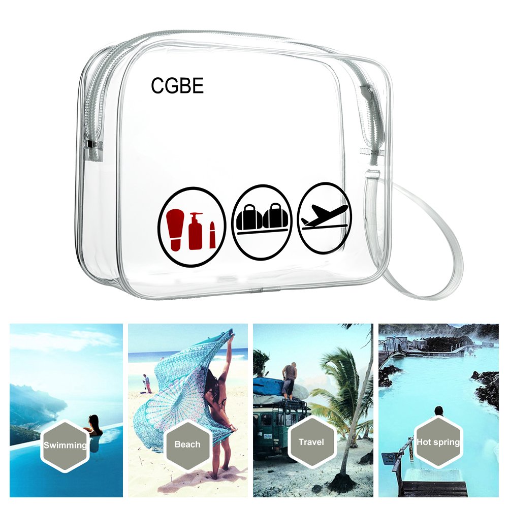 CGBE TSA Approved Toiletry Bag With Handle Quart Size Travel Bags For Toiletries Carry On Cosmetic Makeup Pouch 3PCS (Clear) : Beauty