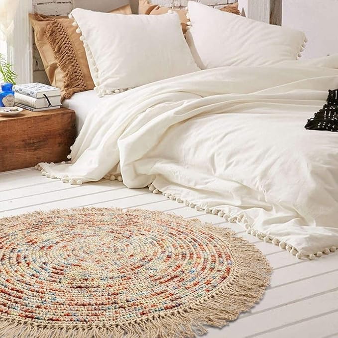 Amazon.com: Alfombra circular tejida a mano para dormitorio ...