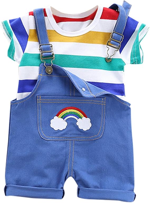 Little Boys Clothes Summer Straps Shorts Set Toddler Baby