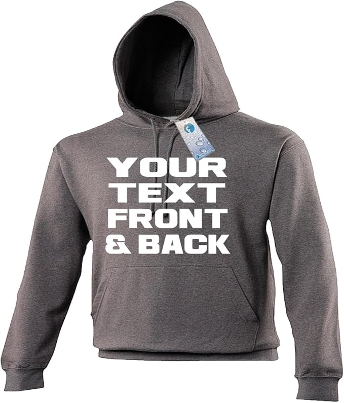 Personalised Hoodie *** Front & Back Printing *** (Charcoal Grey) New