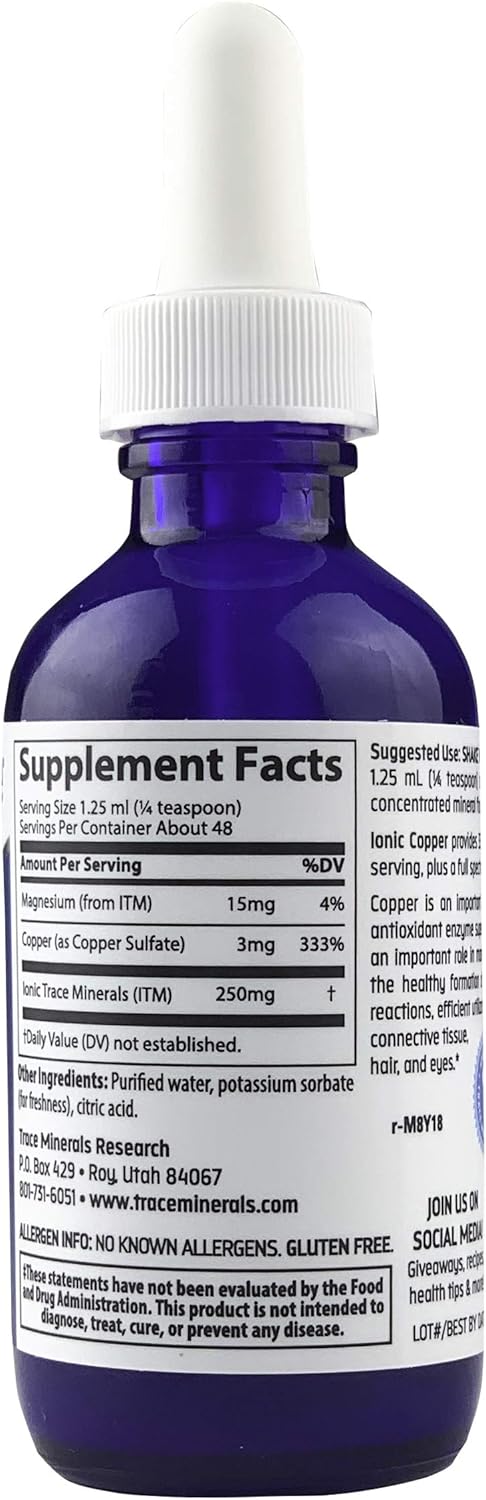 Trace Minerals Liquid Ionic Copper Supplement, 2 Ounce: Health & Personal Care