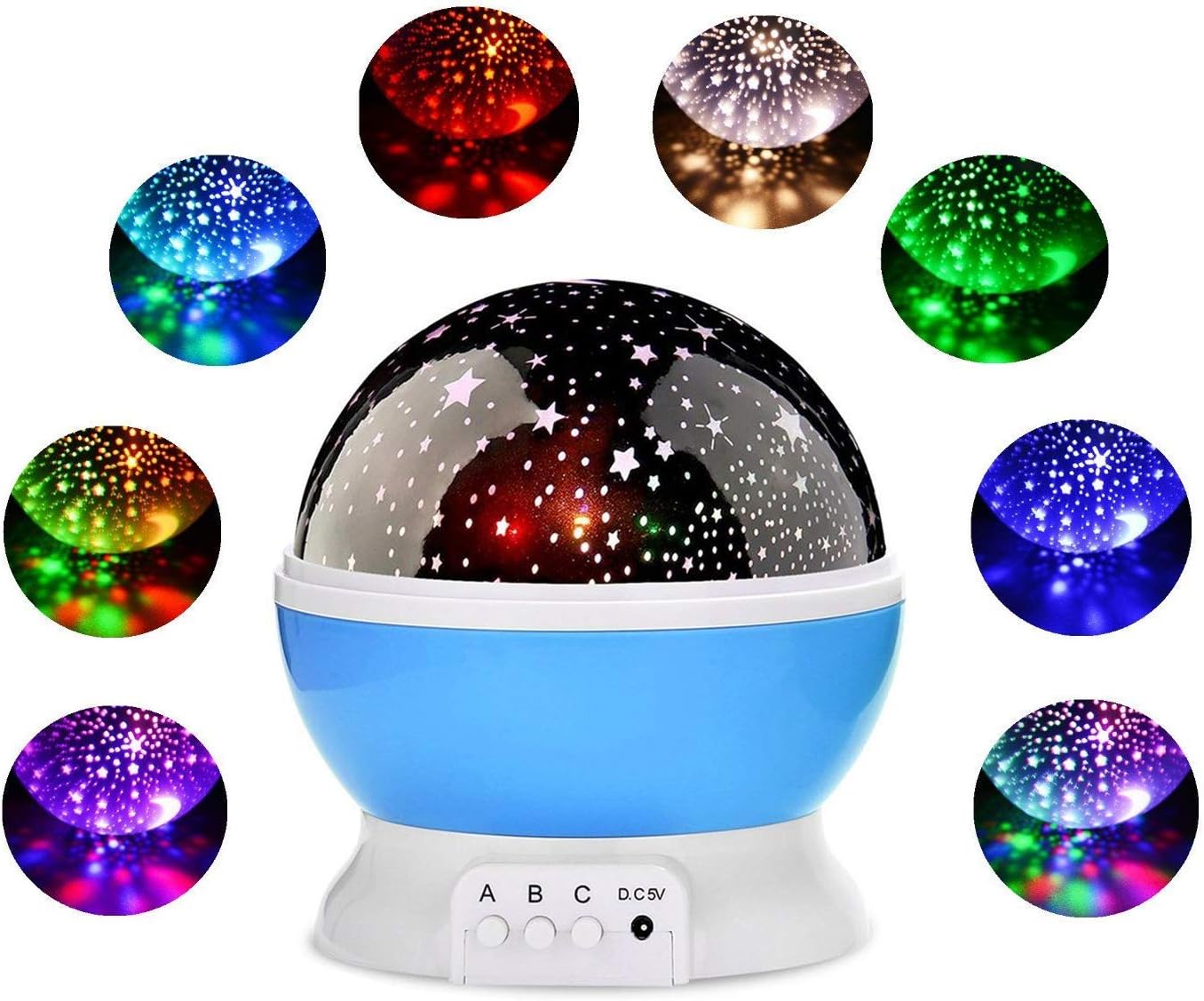 Night Lighting Lamp,Star Light Rotating Projector,360 Degree Romantic Rotating Cosmos Star Projector 4 LED Bulbs 9 Modes for Children Kids Bedroom,The Best Gift for Friends and Family (Blue)