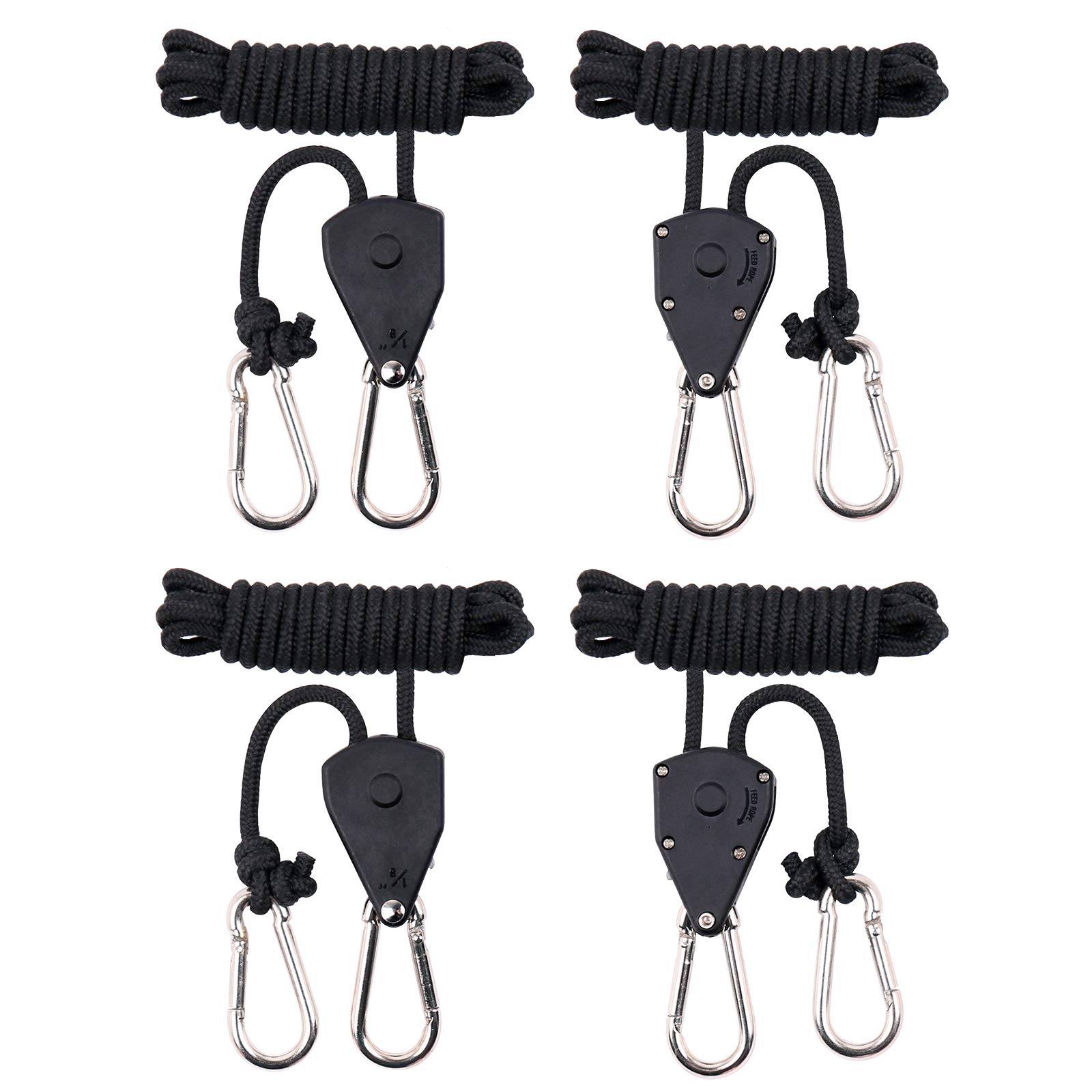 2 Pair Adjustable Grow Light Hangers Rope Clip Hanger Ratchet for