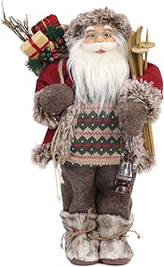 Yeeping Christmas Santa Figurine, Hand Crafted Santa Claus, 2020 Style, Santa Doll, Santa Decor, Santa Toy, Christmas Decoration, 18 Inch, Brown