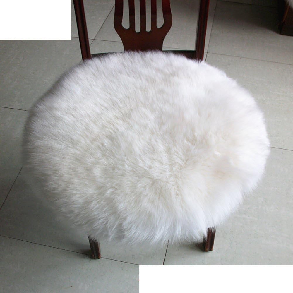 KSIEFBNFDF Pure wool seat cushion Round seat mat Round stool seat mat Soft and comfortable Long hair-B diameter50cm(20inch)