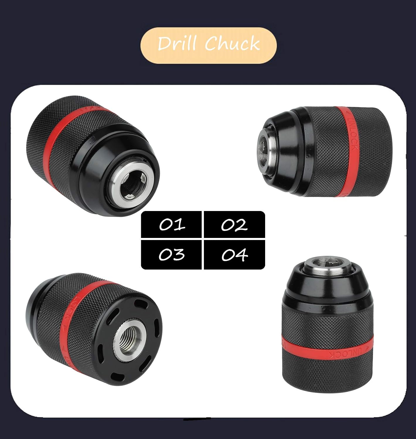 Drill Chuck, 1/2-20UNF Support 2~13mm Keyless Chuck for Drill Chuck Drill Hand Drill Chuck - Image 5