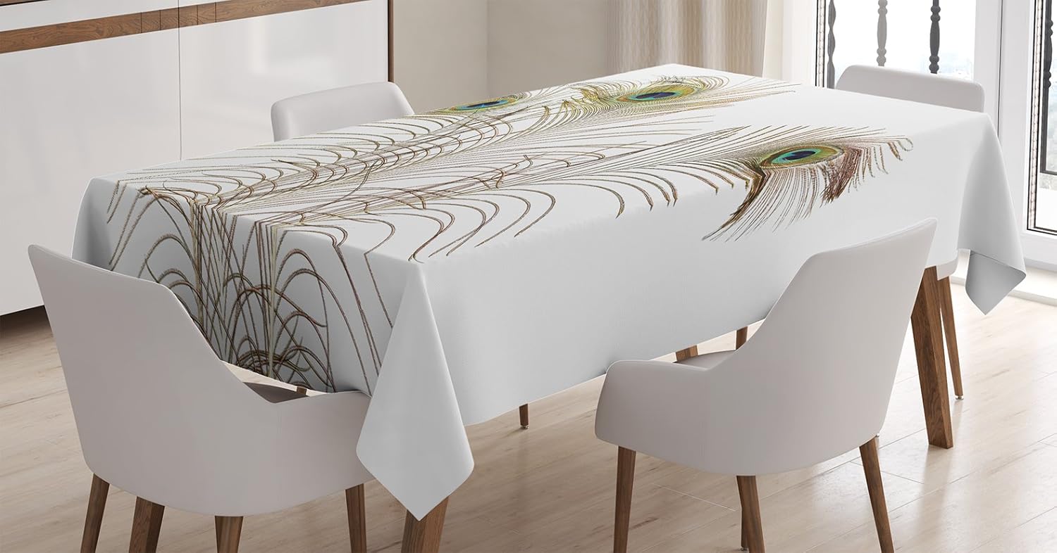 Home & Garden Turquoise Feathers Clean Dining Kitchen Table Cover