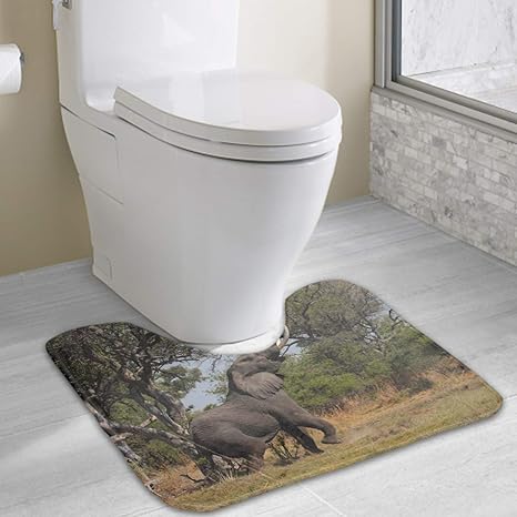 Amazon 北欧風 トイレマット単品 風景アフリカ象の木草 トイレマット タンクカバー ホーム キッチン オンライン通販