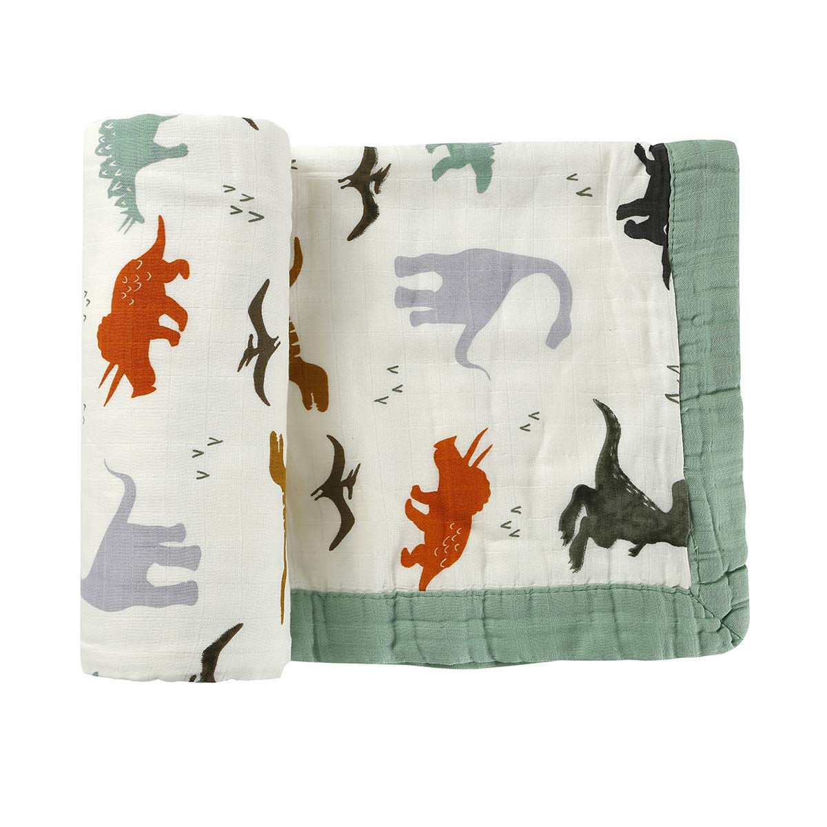 monfish Muslin Baby Dinosaur Toddler Blanket- Large, Ultra-Soft Lightweight Blanket for Boys- Bamboo Baby Blanket-Two Layer Stroller Blanket (Dinosaur)