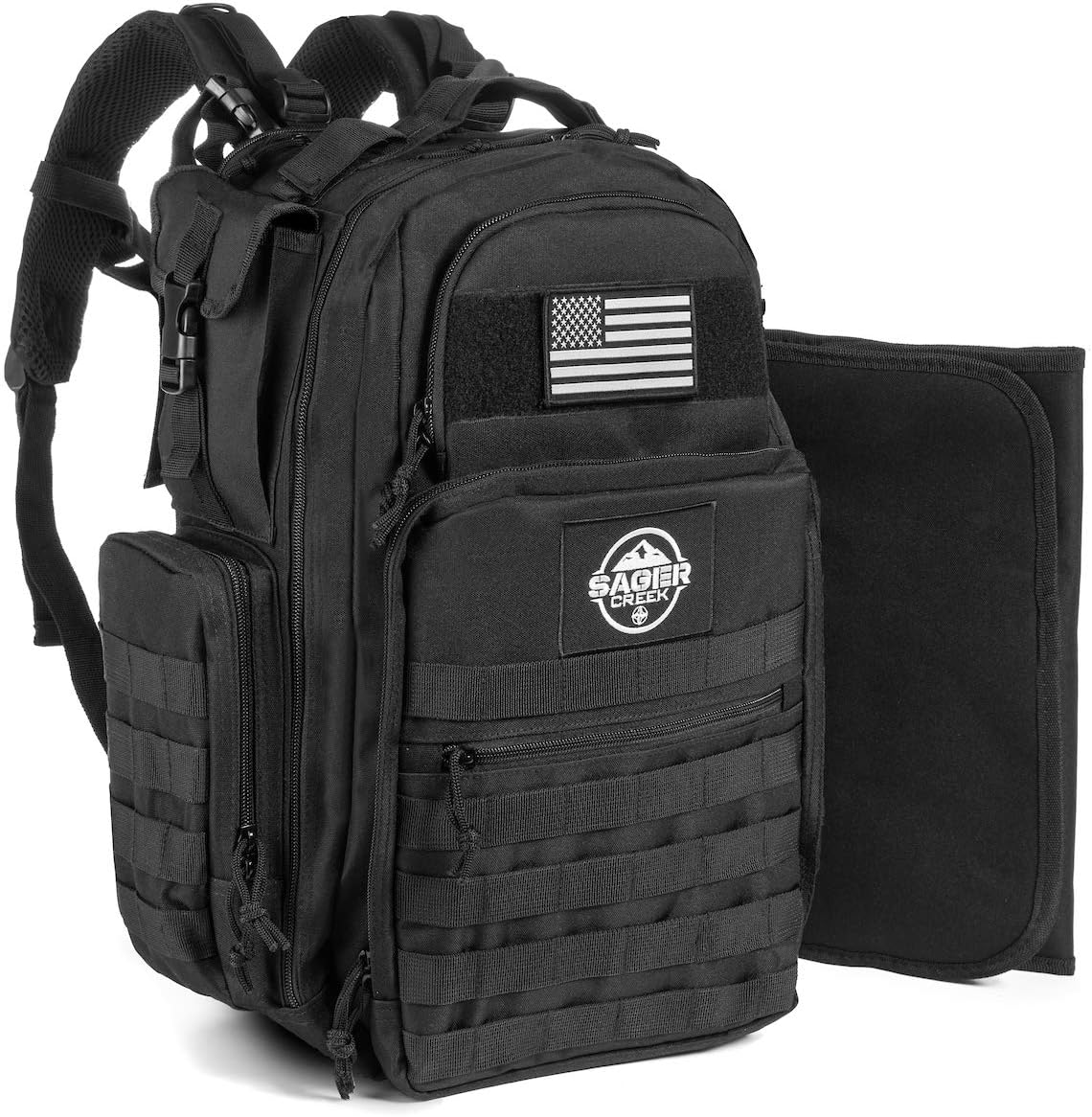 Diaper Bag Backpack by Sager Creek + Daddy Diaper Bag with Changing Pad (Black)