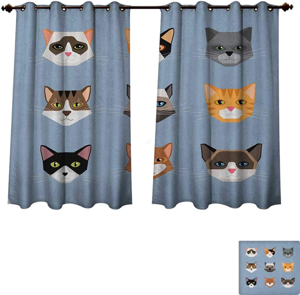 PriceTextile Cat Blackout Curtains Panels for Bedroom Animal Portrait