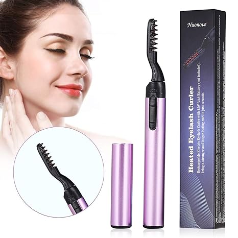 Beheizbare Wimpernzange, Heated Eyelash Curler, Portable Elektrische Wimpernzange für Geschwungene Wimpern Schmerzfreie Gesch