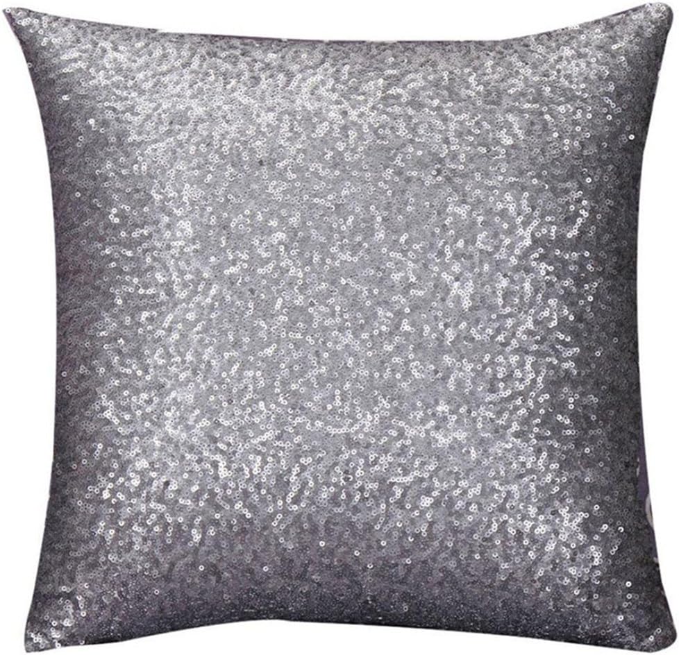 Cushion Glitter Sequins Pillow Case Cafe Home Cushion Cover (grey)