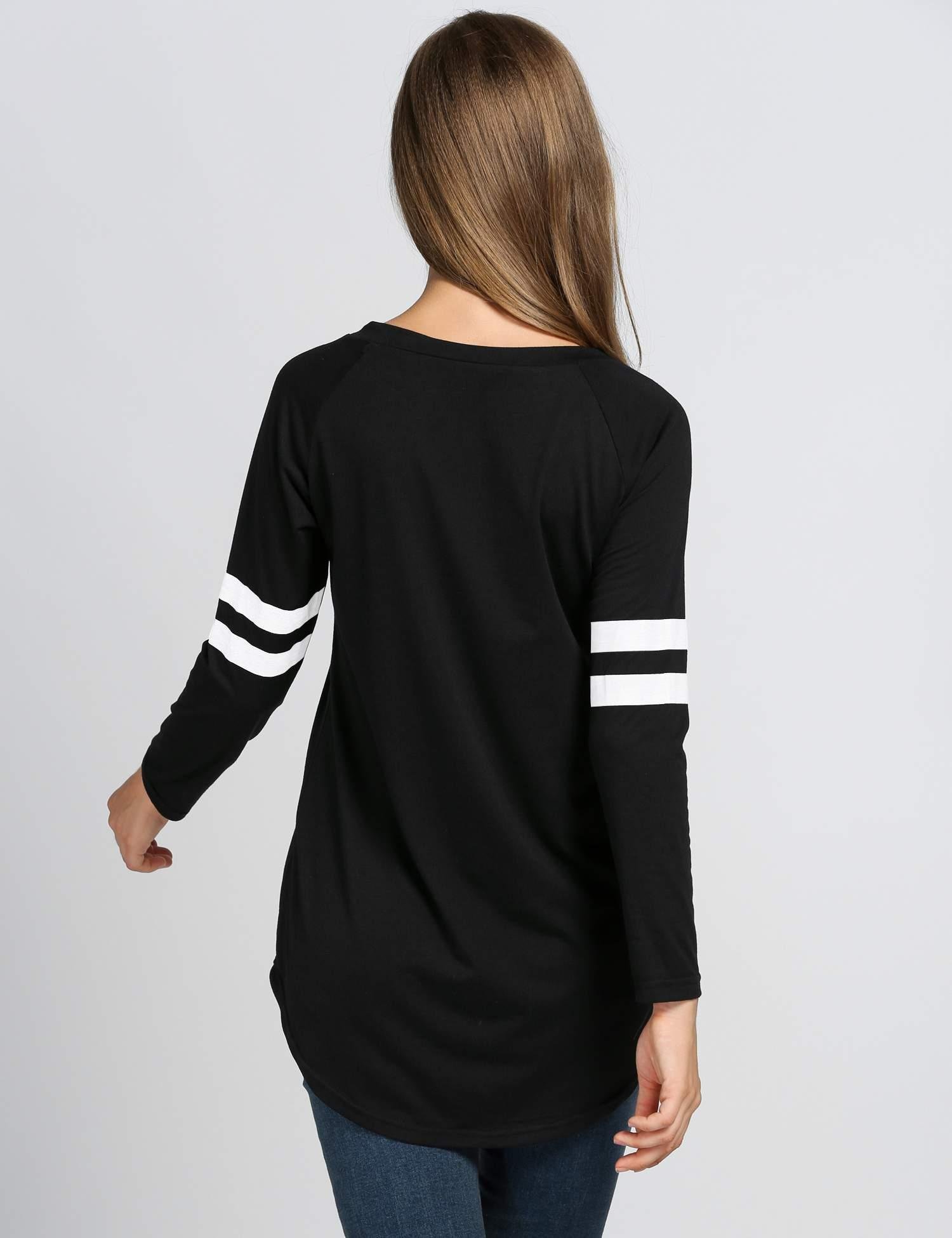 etuoji Fashion Women T-Shirt Baseball Long Blouse Casual Long Sleeve